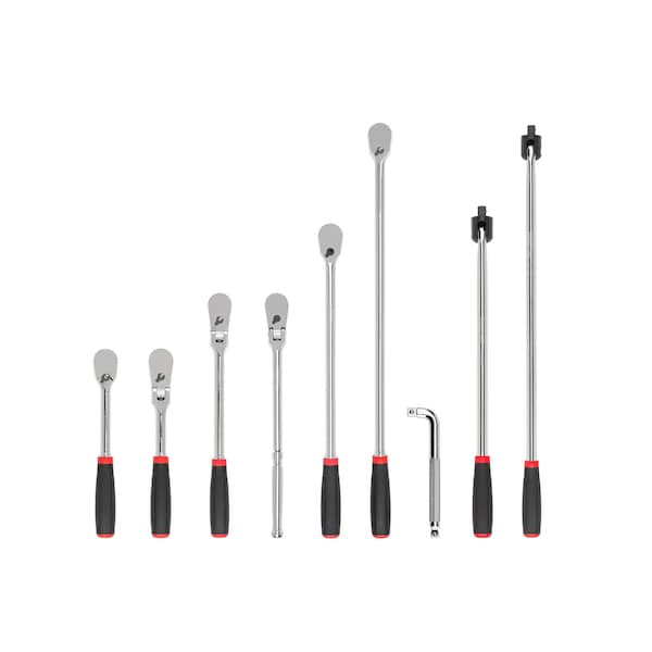 1/2 Inch Drive Comfort Grip Ratchet, L-Handle, and Breaker Bar Set (9-Piece)